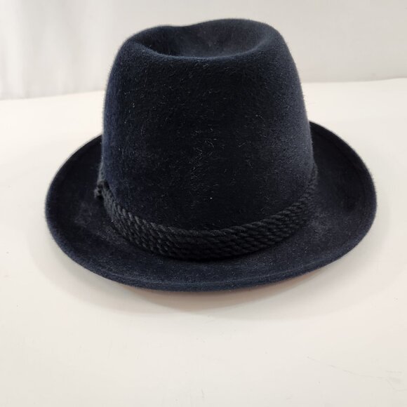 German Adalbert Breiter Black Trilby Felt Hat Stitched Cord Munchen - Picture 4 of 10